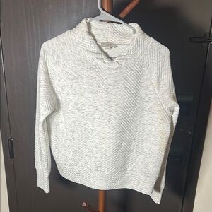 LOFT White Turtleneck Sweater with Ribbed Texture